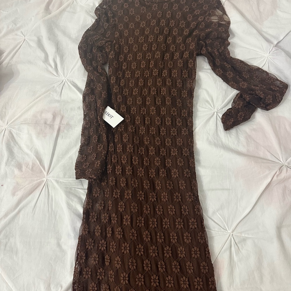 Bardot Elegant Brown Lace floral Dress